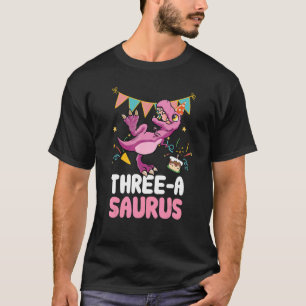 Three A Saurus Dinosaur Cute Kiddo Rex 3 T-Shirt
