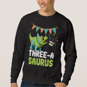 Three A Saurus Dinosaur Cute Kiddo Triceratops Sweatshirt