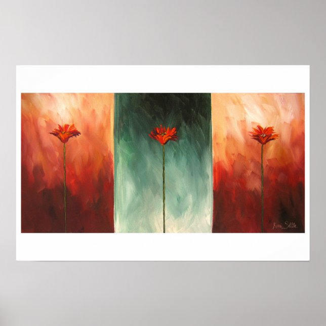 Three Abstract Poppies Poster (Front)