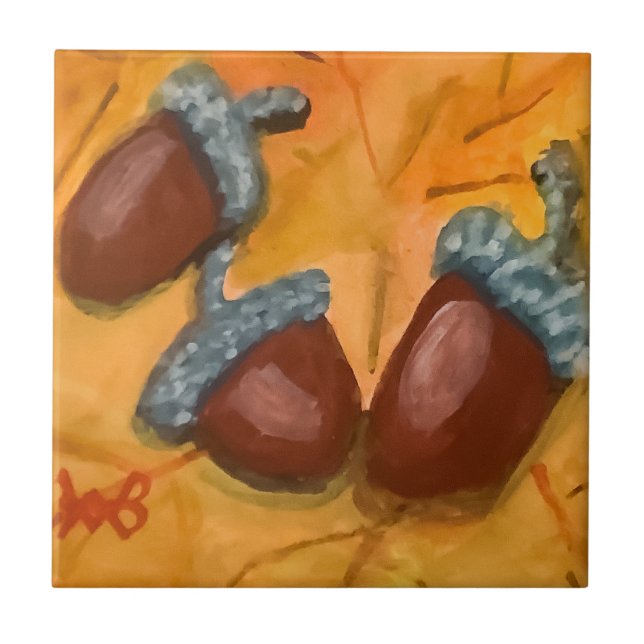 Three Acorns Ceramic Tile (Front)
