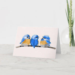 Three Adorable Baby Bluebirds Blank Note Card