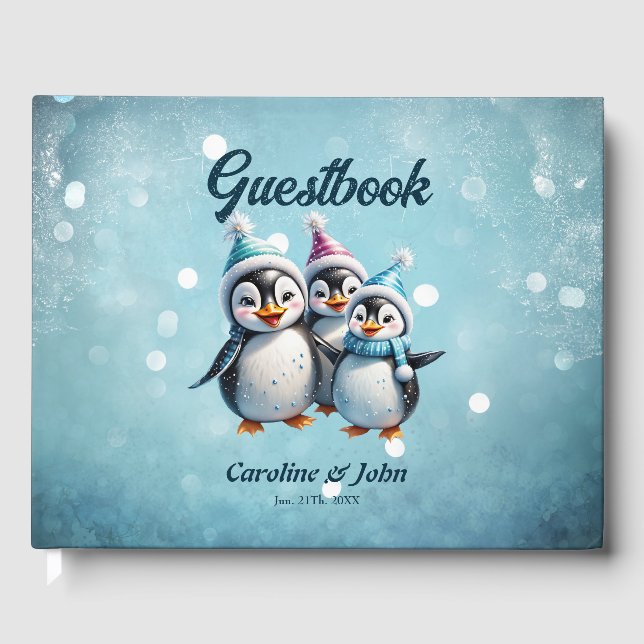 Three adorable penguins  guest book (Front)