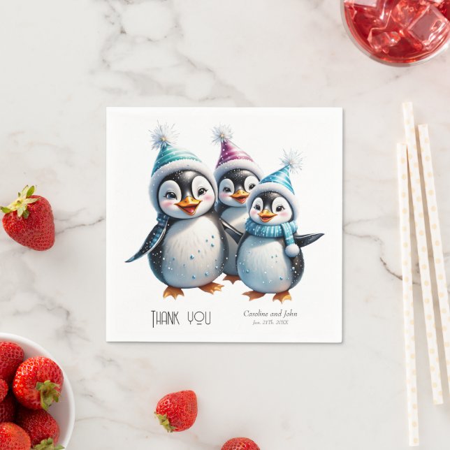 Three adorable penguins  napkin (Insitu)