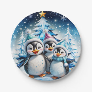 Three adorable penguins paper plate
