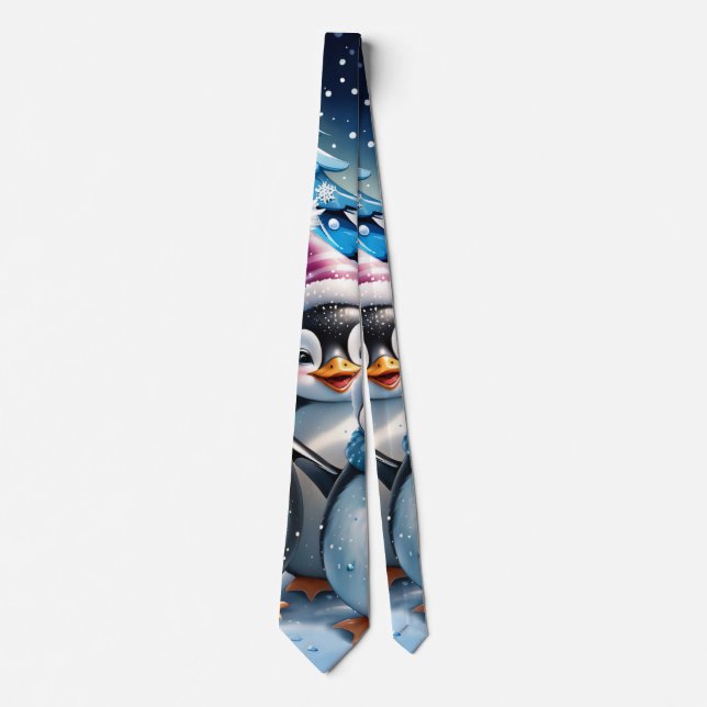Three adorable penguins  tie (Front)
