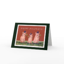 Three Adorable Pigs Wishing You Happy Holidays