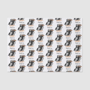 Three Adorable Puffin Standing Together Cartoon Tissue Paper