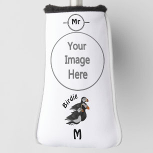 Three Adorably Friendly Puffins Swimming Cartoon Golf Head Cover