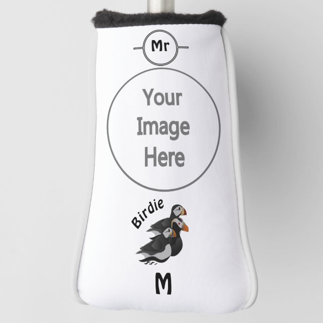Three Adorably Friendly Puffins Swimming Cartoon Golf Head Cover (Rotate 90)