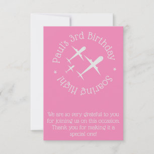 Three Aeroplanes on Pink Fun & Elegant Personalise Thank You Card