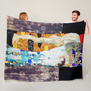 Three Ages of Life, Gustav Klimt Fleece Blanket