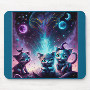 Three Alien Kittens In An Otherworldly Setting Mouse Pad