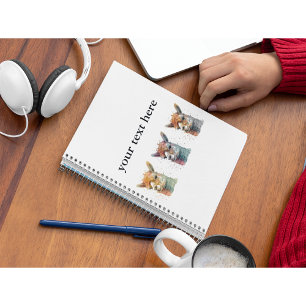 three alpacas in watercolor, customisable notebook