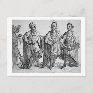 Three American Cherokee Chiefs, 1762 (engraving) Postcard