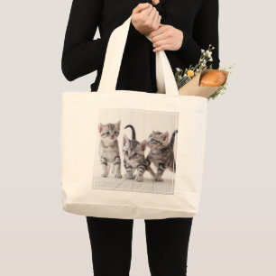 Three American Shorthair Playing Large Tote Bag