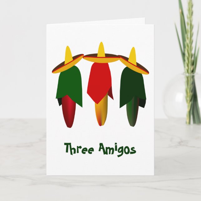 Three Amigo Hot Peppers Greeting Card (Front)