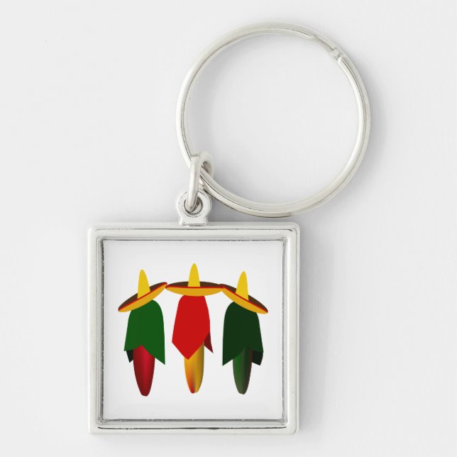 Three Amigo Hot Peppers Premium Keychain (Front)
