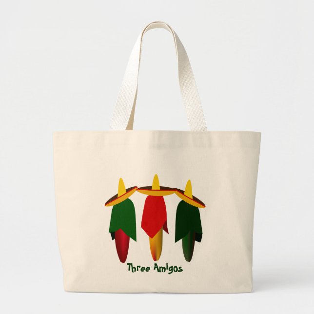 Three Amigo Hot Peppers Tote Bag (Front)