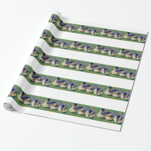 Three Amigos Ducks Chicks Wrapping Paper (Unrolled)