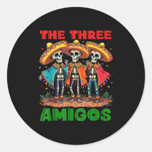 Three amigos mexican cinco de mayo group matching classic round sticker