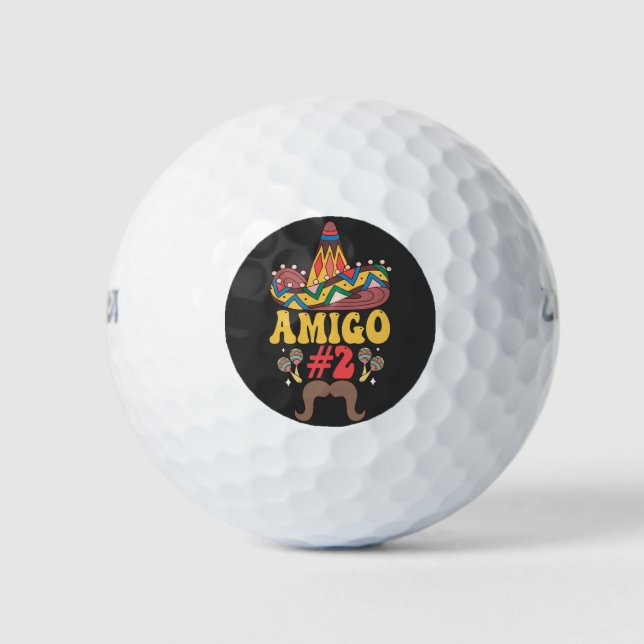 Three Amigos Mexican Funny Matching Cinco De Mayo  Golf Balls (Front)
