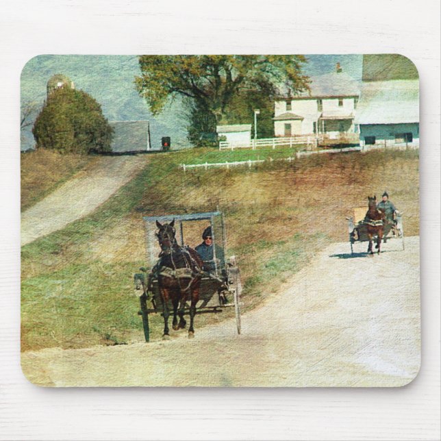 Three Amish Buggies Mouse Pad (Front)