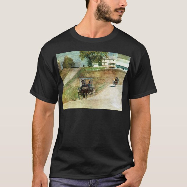 Three Amish Buggies T-Shirt (Front)