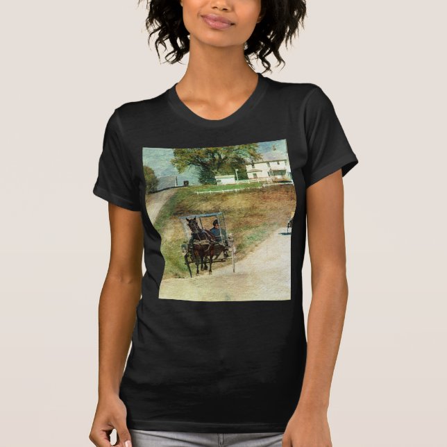 Three Amish Buggies T-Shirt (Front)