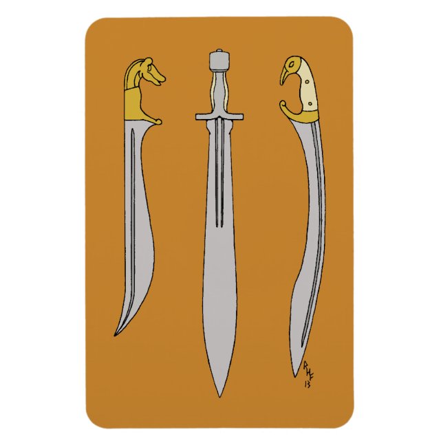 Three Ancient Greek Swords Magnet (Vertical)