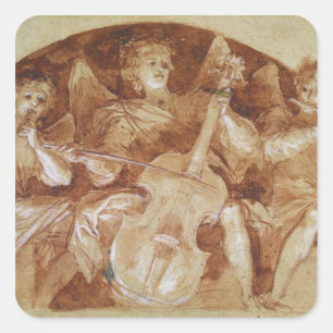Three Angel Musicians Square Sticker