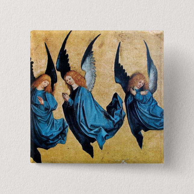 THREE ANGELS IN BLUE 15 CM SQUARE BADGE (Front)