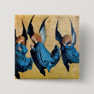 THREE ANGELS IN BLUE 15 CM SQUARE BADGE