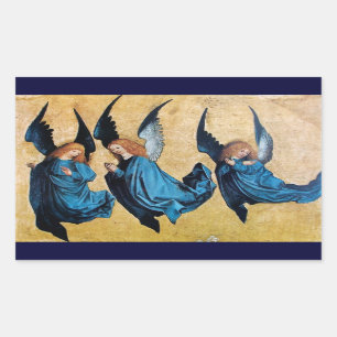 THREE ANGELS IN BLUE Christmas  Rectangular Sticker