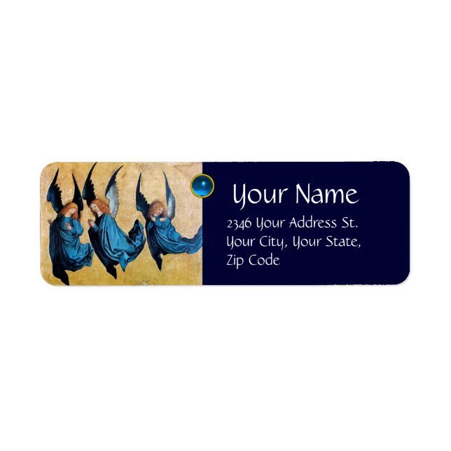 THREE ANGELS IN BLUE, Sapphire Return Address Label (Front)