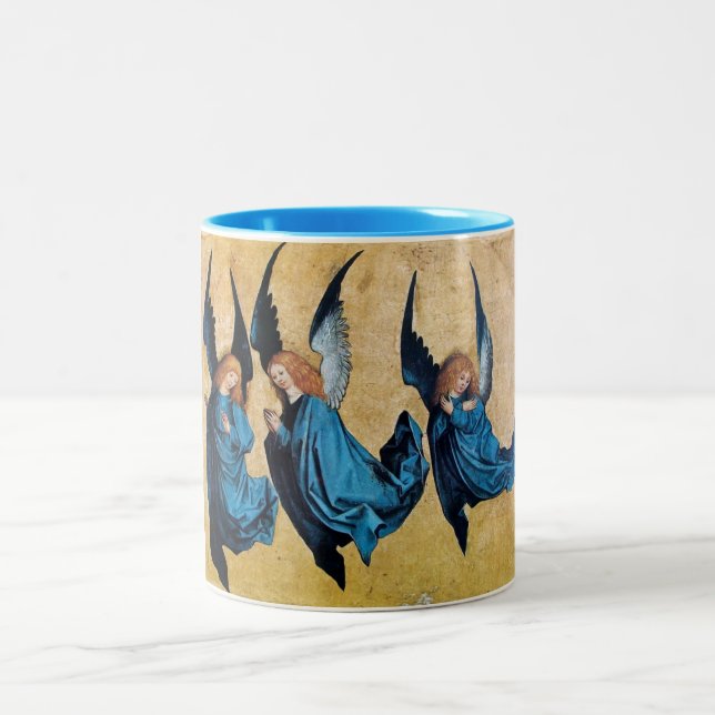 THREE ANGELS IN BLUE Two-Tone COFFEE MUG (Center)