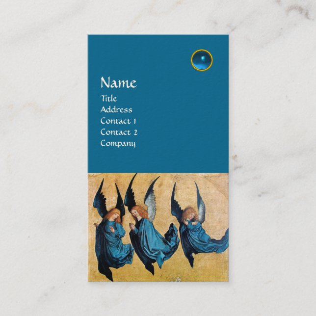 THREE ANGELS MONOGRAM, Blue Sapphire Business Card (Front)