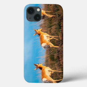 Three antelope walking away at sunset iPhone 13 case