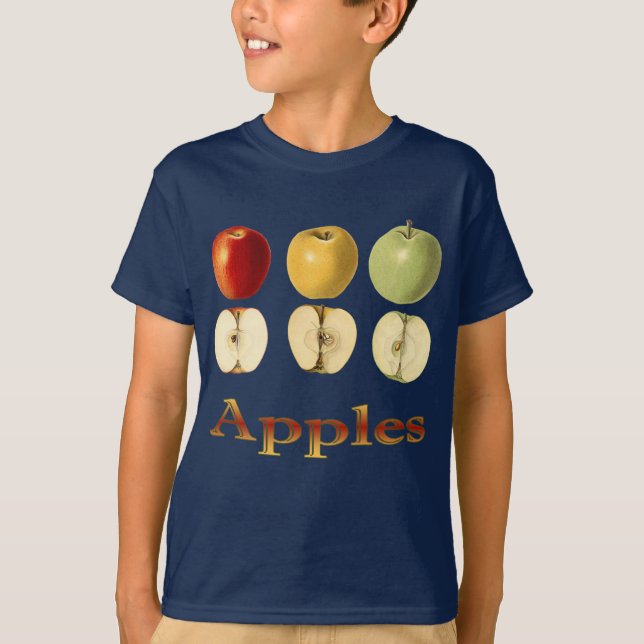 Three Apples ~ Botanical Fruit ~ Any Colour Back T-Shirt (Front)