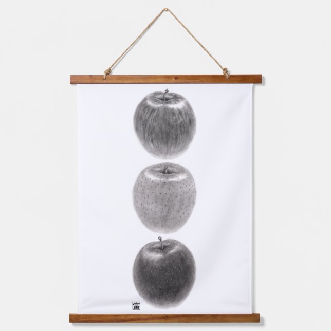 Three Apples Vertical Hanging Tapestry (Front)