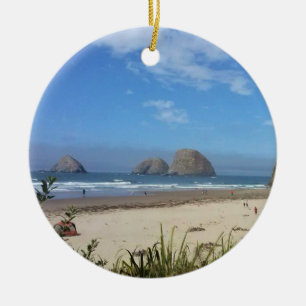 Three Arch Rocks, Oceanside, OR Ceramic Ornament