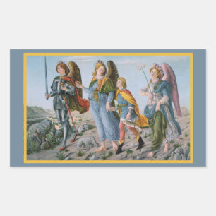 Three Archangels and Tobias (M 017) Rectangular Sticker