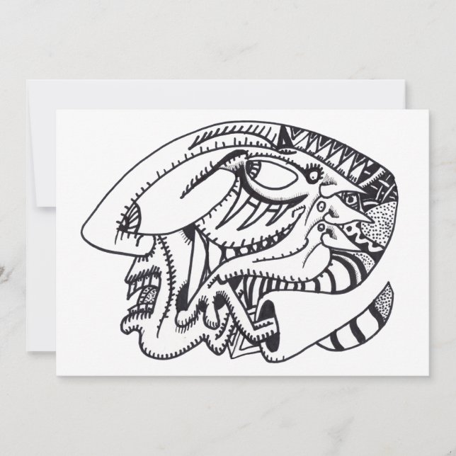 Three Aspects, ink drawing, Flat Card (Front)