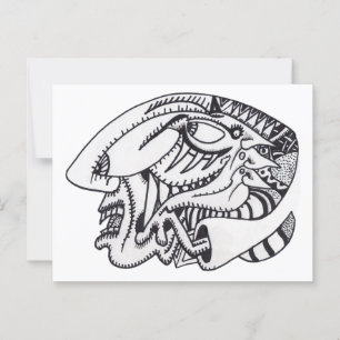 Three Aspects ink drawing Postcard