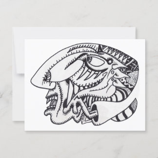 Three Aspects ink drawing Postcard