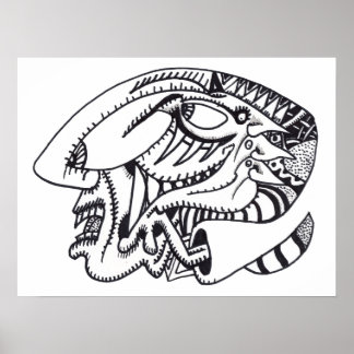 Three Aspects ink drawing Poster