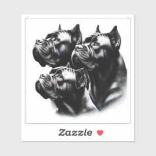 Three Attentive Dogs Looking up in Black and White