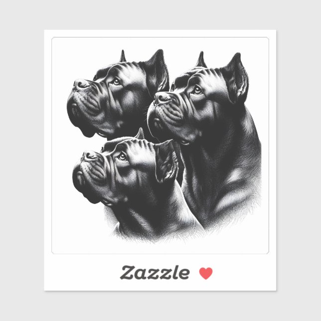 Three Attentive Dogs Looking up in Black and White (Sheet)