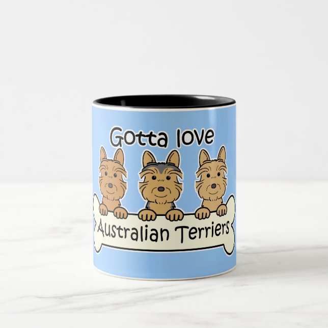 Three Australian Terriers Two-Tone Coffee Mug (Center)
