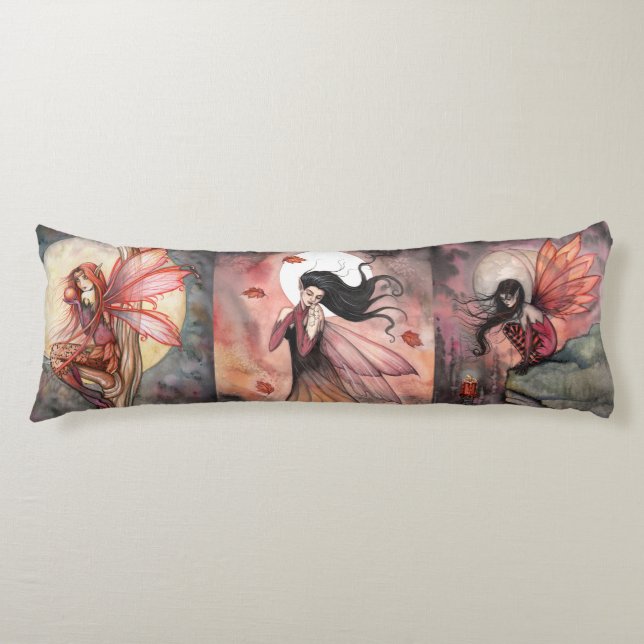 Three Autumn Fairies by Molly Harrison Fantasy Art Body Cushion (Front)