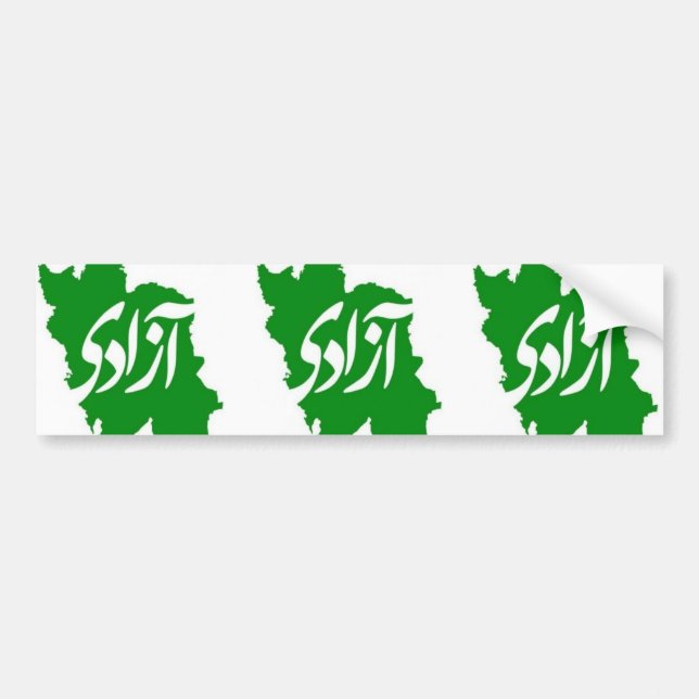 THREE Azadi (Freedom) Map of Iran Bumper Sticker (Front)